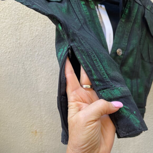 NWT Akira FOIL EFFECT DENIM TOP S - Picture 6 of 10